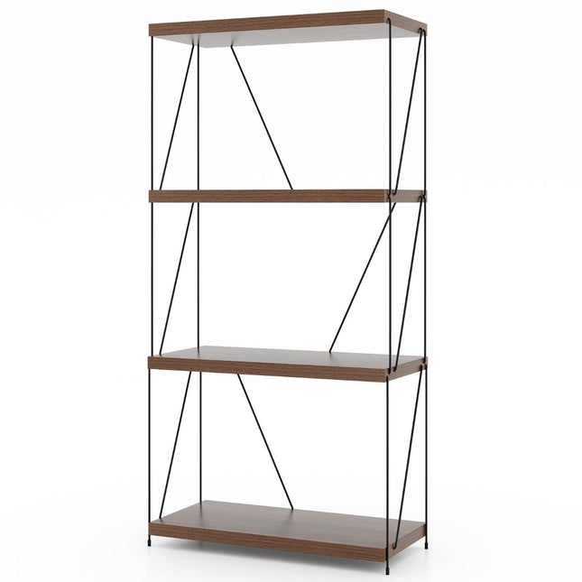 Standregal mit 4 Ebenen und Metallrahmen, industrielles Bücherregal, Lagerregal, 60 x 29,5 x 105 cm