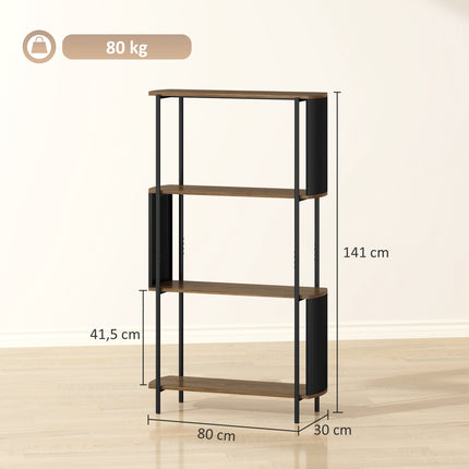4-Tier Storage Shelf, Steel Frame, 80 kg Capacity