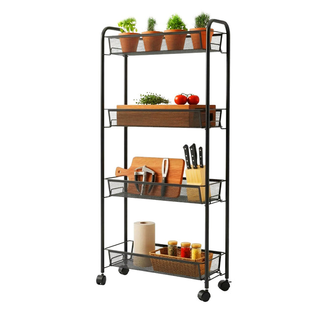 4-Tier Storage Trolley Cart, 360 Swivel Casters