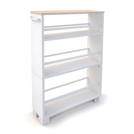 Holzoptik-Rollwagen mit 4 Etagen und Griff, 80x13x50 cm