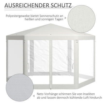Hexagonal Cream Party Tent, Mosquito Net, Polyester