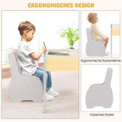 4 in 1 3 tlg. Kindersitzgruppe aus Holz mit abnehmbarem Brett und Stauraum in grau