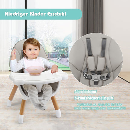 4-in-1 Verstellbarer Babyhochstuhl mit Sicherheitsgurt