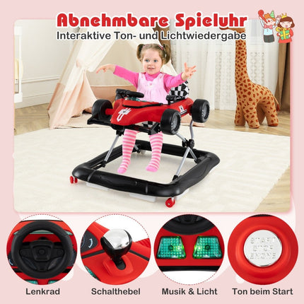 4-in-1 Adjustable Baby Walker – Red Car Design