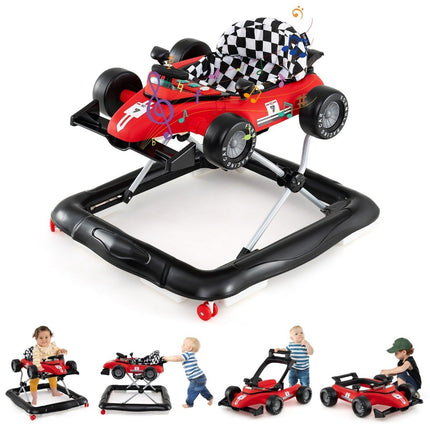 4-in-1 Adjustable Baby Walker – Red Car Design