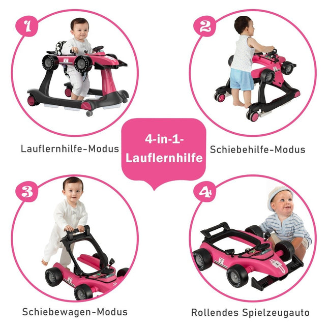 4-in-1 verstellbarer Babywalker mit Musik und Lichtern