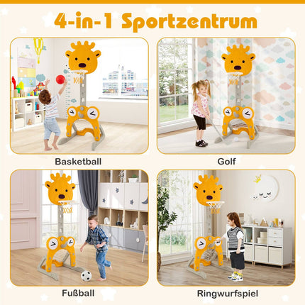 4-in-1 Adjustable Kids Activity Center with Basketball Hoop
