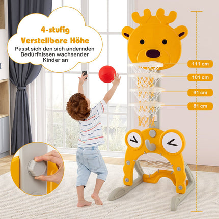 4-in-1 Adjustable Kids Activity Center with Basketball Hoop