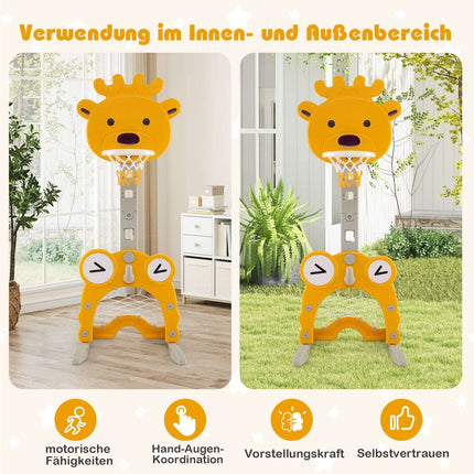 4-in-1 Adjustable Kids Activity Center with Basketball Hoop