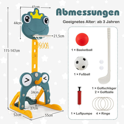4-in-1 verstellbares Sportcenter für Kinder – Basketball, Fußball, Golf