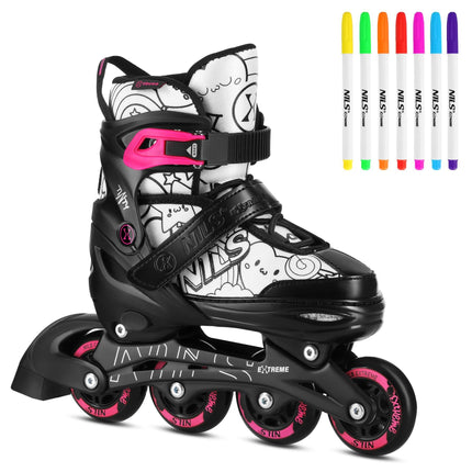 4-in-1 verstellbares Schlittschuh-Set, Pink, Größe L (39-42)