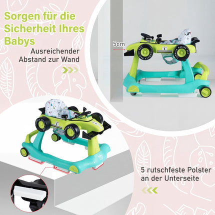 4 in 1 Baby Walker, Adjustable Height, Foldable, Green
