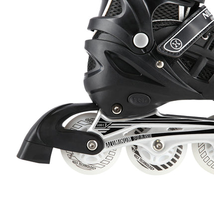 4-in-1 Schwarze LED Inline/Rollschuhe, Größe M (35-38)