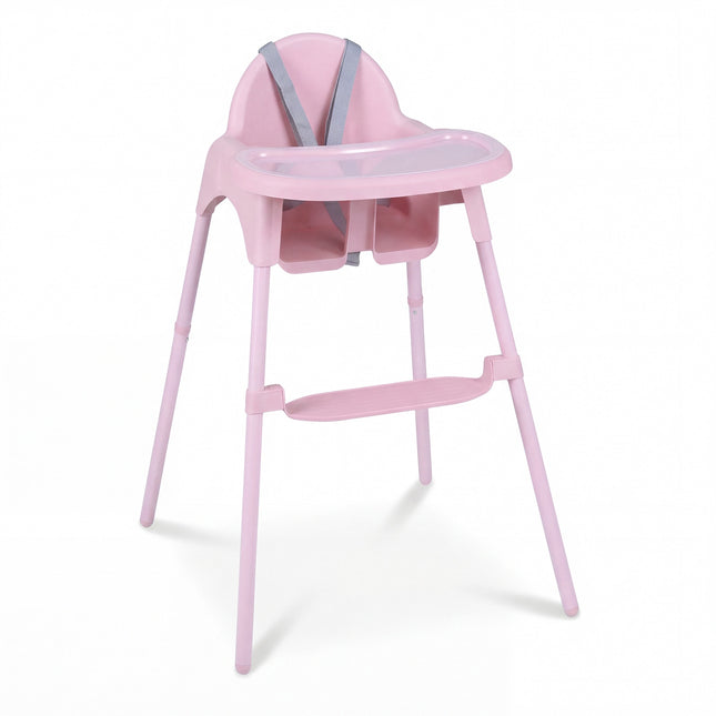 4-in-1 umwandelbarer Babyhochstuhl mit verstellbarem Tablett, Pink