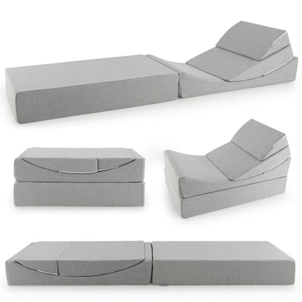4-in-1 Schlafsofa, wandelbar, Leinen, Grau