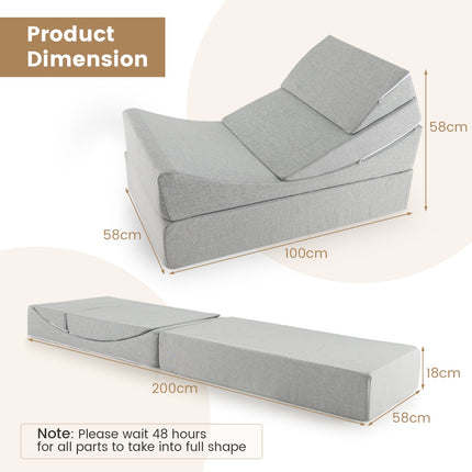 4-in-1 Schlafsofa, wandelbar, Leinen, Grau