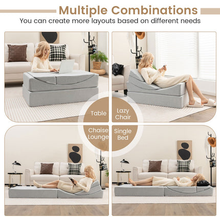 4-in-1 Schlafsofa, wandelbar, Leinen, Grau
