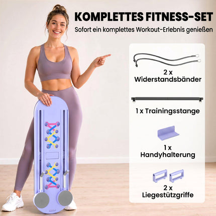 4-in-1 Foldable Pilates Board Set with Resistance Bands