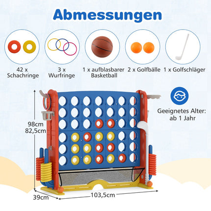 4-in-1 Game Set: Connect Four, Basketball, Ring Toss, Golf
