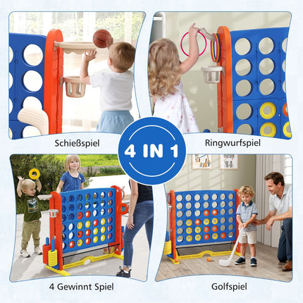 4-in-1 Game Set: Connect Four, Basketball, Ring Toss, Golf
