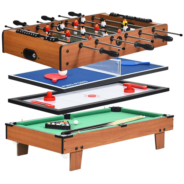 4-in-1-Spieltisch: Kicker, Billard, Tischtennis, Hockey