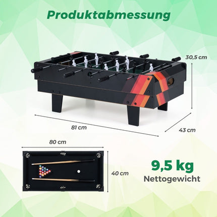 4-in-1-Spieltisch: Kicker, Billard, Tennis, Hockey