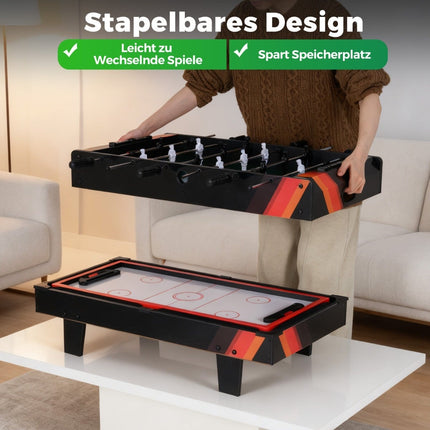 4-in-1-Spieltisch: Kicker, Billard, Tennis, Hockey