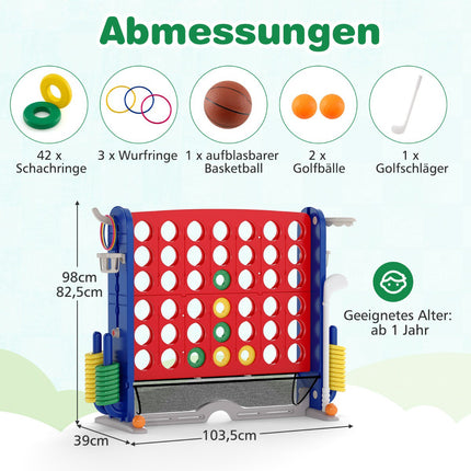 4-in-1 Giant Connect Game Set with Basketball, Ring Toss, Golf