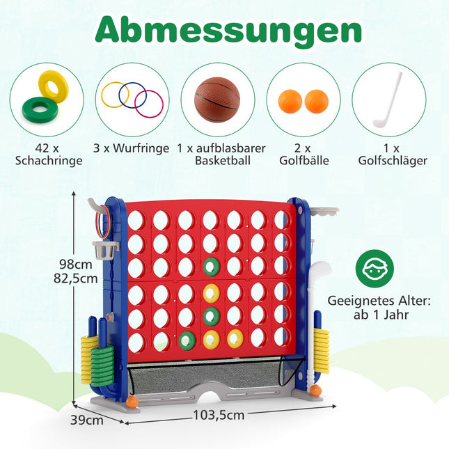 4-in-1 Riesen-Verbindungsspielset mit Basketball, Ringwurf, Golf