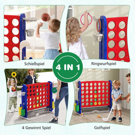 4-in-1 Giant Connect Game Set with Basketball, Ring Toss, Golf