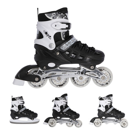 4-in-1 Inline/Ice Skates, Black, Size S (31-34)