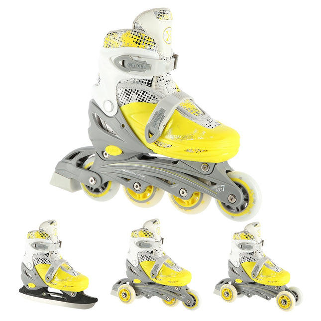 4-in-1 Inliner-/Eislaufschuhe, Limettengrün, Größe S (31-34)