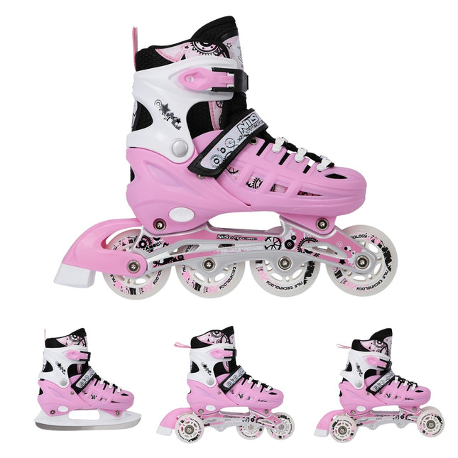 4-in-1 Inliner/Schlittschuhe, Pink, Größe M (35-38)