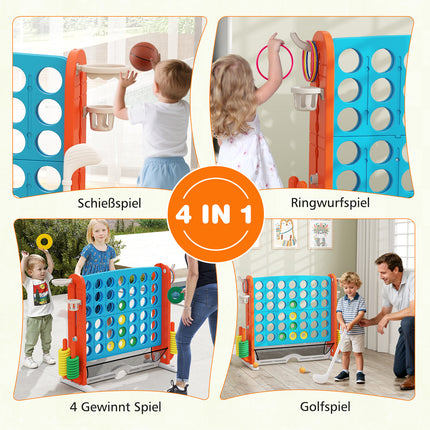 4-in-1 Jumbo Spieleset: 4 Gewinnt, Basketball, Ringwurfspiel, Golf