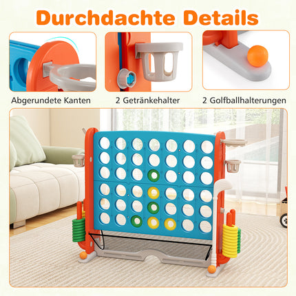 4-in-1 Jumbo Spieleset: 4 Gewinnt, Basketball, Ringwurfspiel, Golf