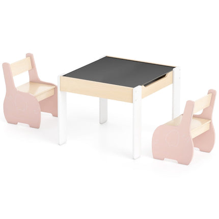 4-in-1 Kids Table Set with Storage and Chalkboard