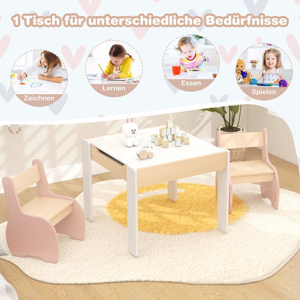 4-in-1 Kids Table Set with Storage and Chalkboard