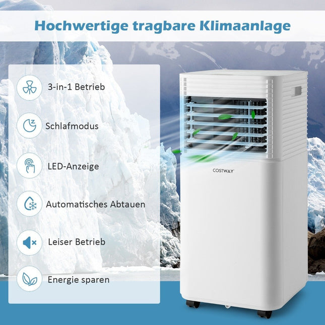 4 in 1 Mobile Air Conditioner 9000 BTU Cooling & Ventilating & Dehumidifying Air Conditioner with White Lid 16℃-32℃