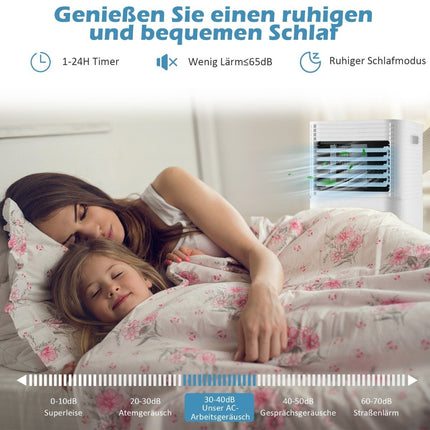 Mobilní klimatizace 4v1 9000 BTU chlazení, ventilace a odvlhčování klimatizace s bílým víkem 16℃-32℃