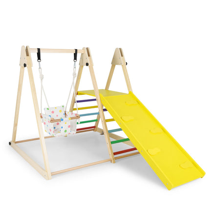 4-in-1 Montessori Climbing Set with Swing & Ramp