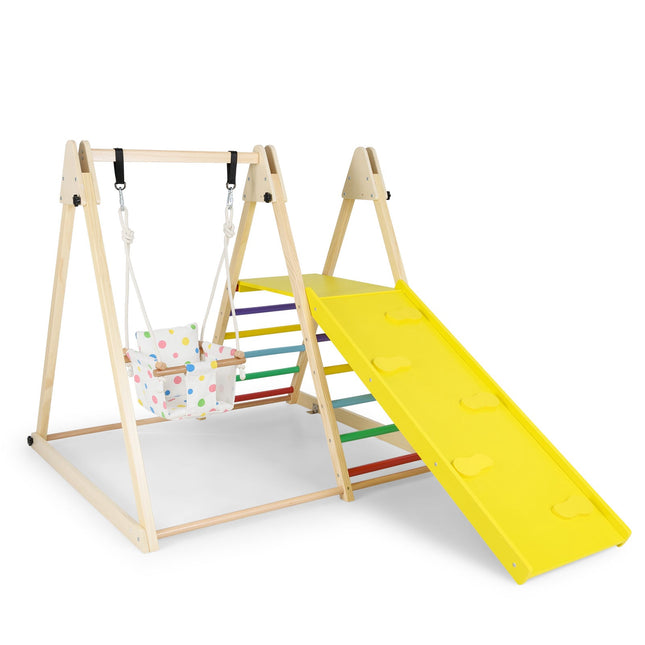 4-in-1 Montessori Kletterset mit Schaukel & Rutschrampe