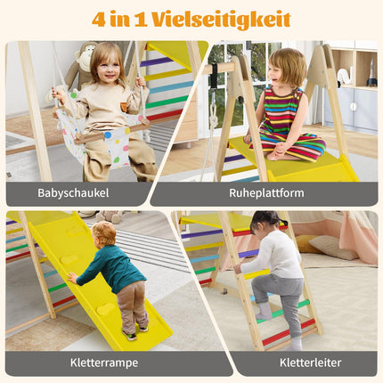 4-in-1 Montessori Climbing Set with Swing & Ramp
