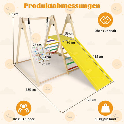 4-in-1 Montessori Climbing Set with Swing & Ramp