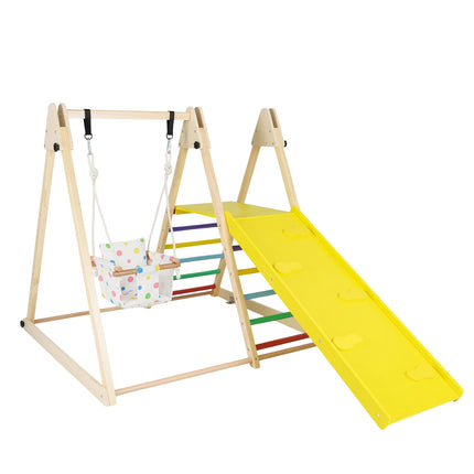 4-in-1 Montessori Climbing Set with Swing & Ramp