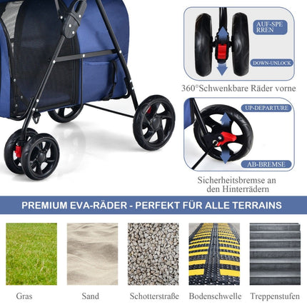 4 in 1 Multifunctional Stroller Double Layer Pet Stroller Blue