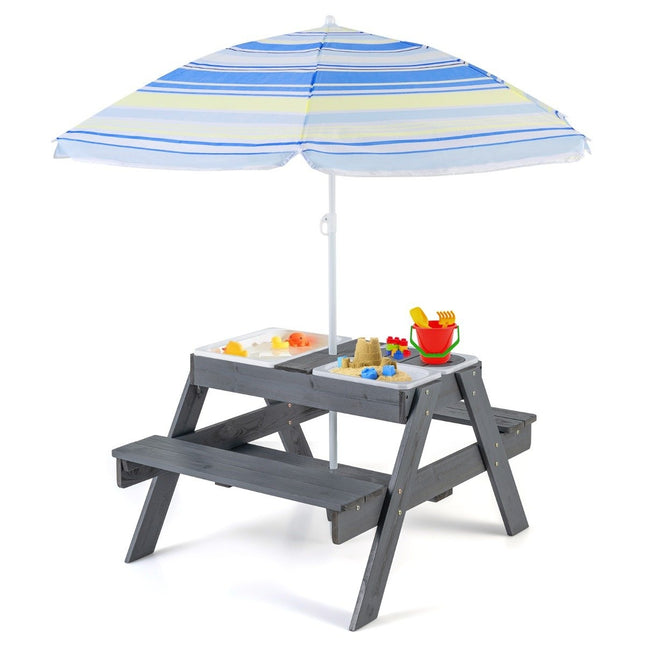 4-in-1-Picknicktisch-Set für Kinder mit 3 herausnehmbaren Behältern für Sand-/Wasserspieltisch