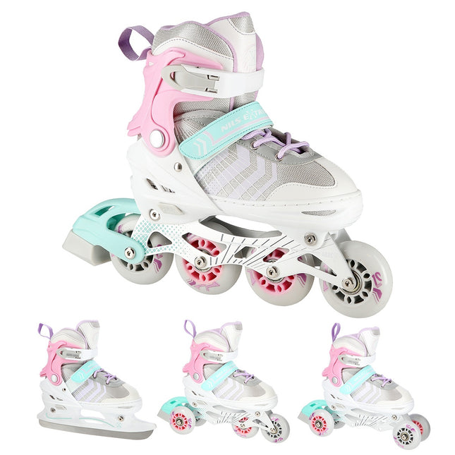 4-in-1 Pinke Inliner & Schlittschuhe, Größe L (39-43)