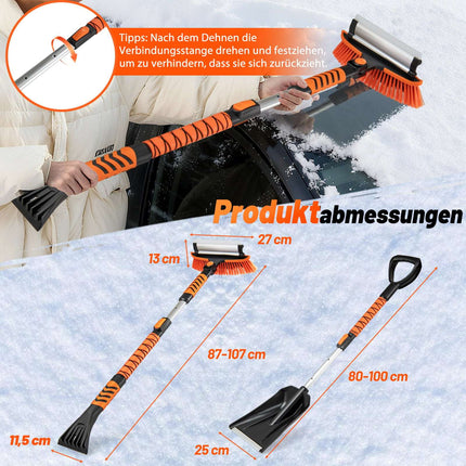 4-in-1 Snow Brush & Ice Scraper with Rotating Head