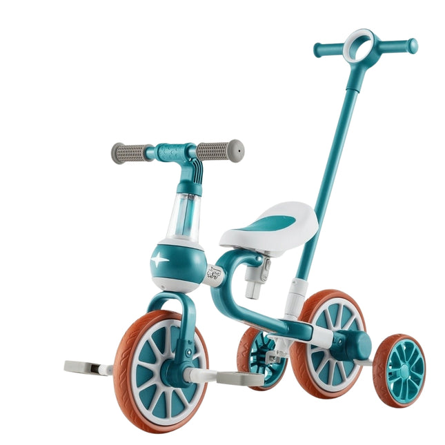 4-in-1 Toddler Tricycle with Parent Handle, Green