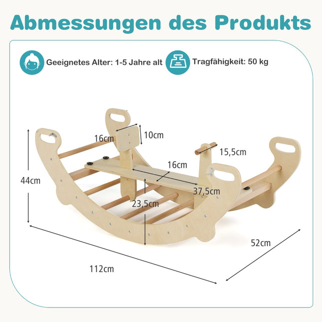 4-in-1 Kletterspielzeug aus Holz – Wippe, Bogen, Tunnel